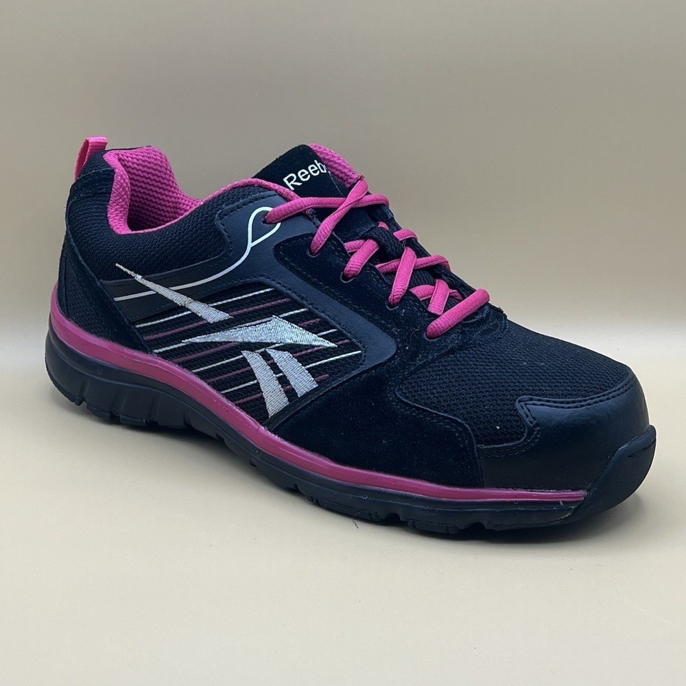 Reebok Anomar Black Pink Leather Composite Toe Work Shoes - Women's Size 11 - Picture 5 of 10